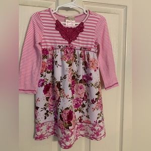 Pink Vanilla 4t long sleeve pink floral print dress
